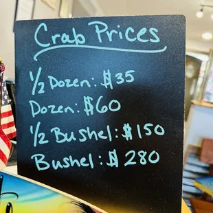 Crab prices (July 2024)