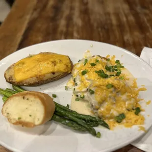 Eggplant Parmesan with white creamy alfredo sauce
