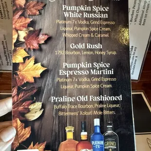 Seasonal cocktails 10/20/24