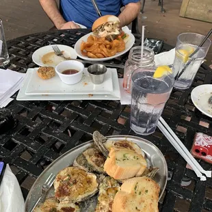 Jacked up oysters. Surf and turf burger