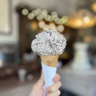 Hydrox ice cream with sugar cone