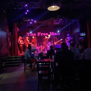 Band is great.  Drinks and food on its way