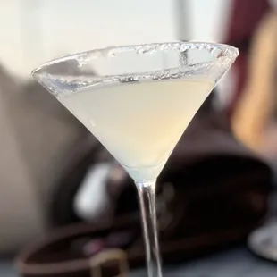 a martini on a table