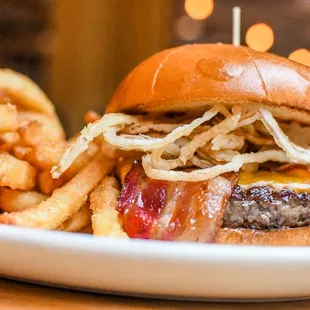 a burger and french fries
