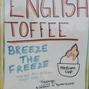 a sign for english toffee