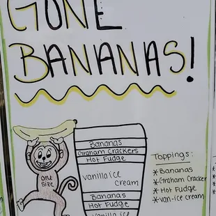 a sign that says gone bananas