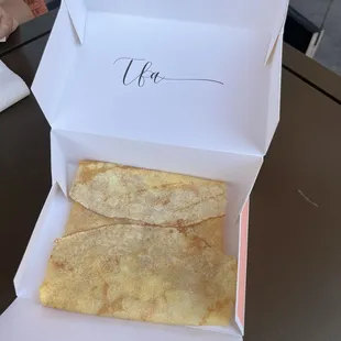 Ham, egg, and cheese crepe
