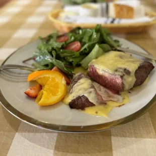 Steak with salad