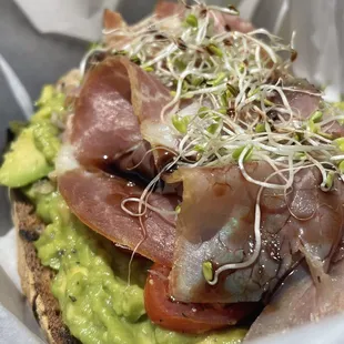 Avocado toast with prosciutto