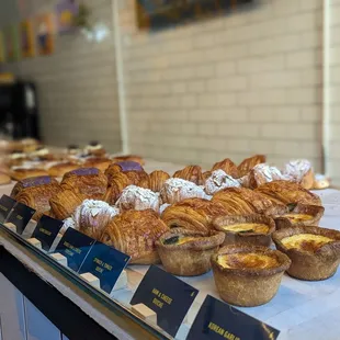 a variety of pastries on display