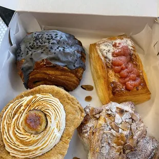 Almond croissant, banana cream pie, guava danish and black sesame mochicro 12/23/24