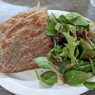 Veggie crepe and salad
