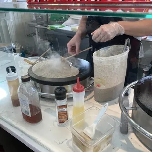 Great view to watch the crepes get made
