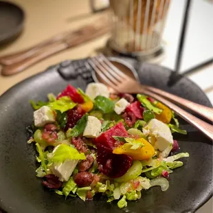 Beet and feta salad with red wine vinaigrette