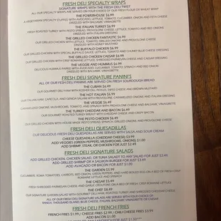 wraps and paninis menu