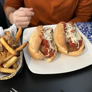 Meatball sub and fresh fries