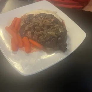 Valentine ribeye special with cherry carrots