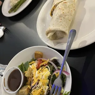 Southwest chicken wrap and side salad