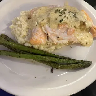 Crab stuffed salmon
