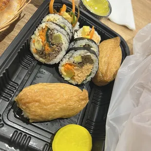 Spicy tuna and beef kimbap mix