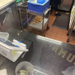 I love getting rolls from this place but something about prepped food stored 1 feet about the ground bugs me