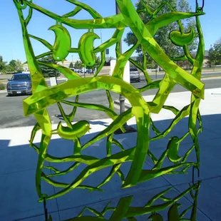 Some cool decorations on the front windows.