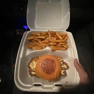 "The chick" sandwich w/ Fries