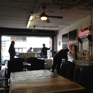 From inside the eating area