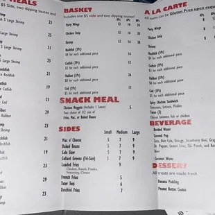 menu