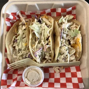 two tacos and a fork