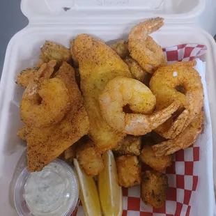 Halibut and Shrimp Combo with Tater Tots