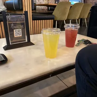 Mango Pineapple Hibiscus Lemonade  Lavender Hibiscus Lemonade/Sweet tea   "They do a good job. A good a:) job"