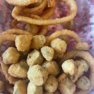 Fried okra and onion rings