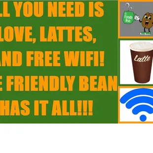 all you need is love, latets, and free with the friendly bean has it all