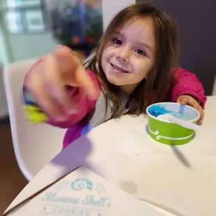 Enjoying warm cookies and ice cream before the snow storm hits