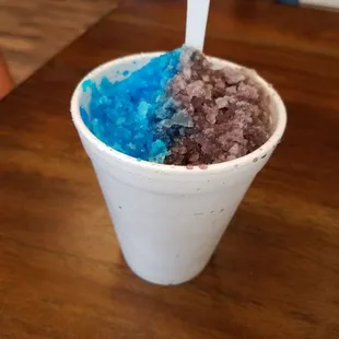 Blue Raspberry and Grape Snocone