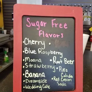 Sugar free options