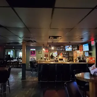 a bar with a lot of seating