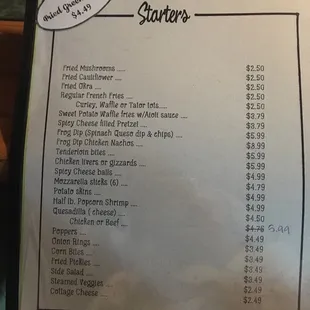 Menu. Starters