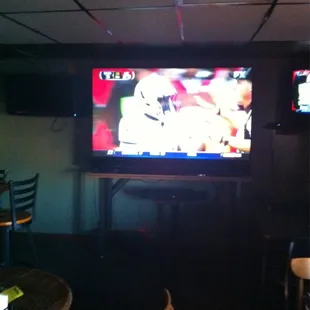 One of many TVs for game viewing