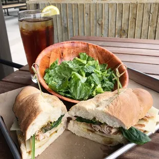 Smoked Turkey Sandwich on a Hoagie w/ Side Caesar Salad