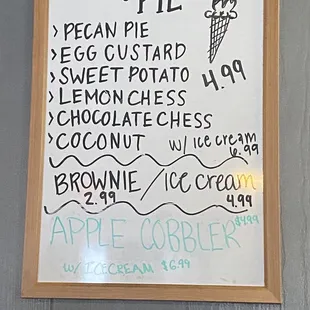 PIES available!! They all look delicious!