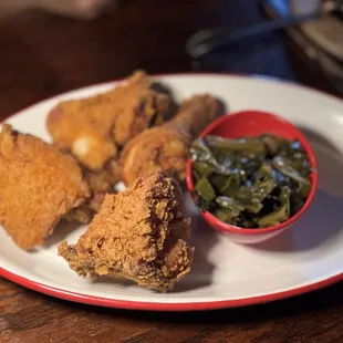 Fried Chicken + collard greens
