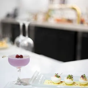 a plate of food and a drink