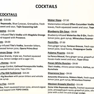 Cocktail Menu