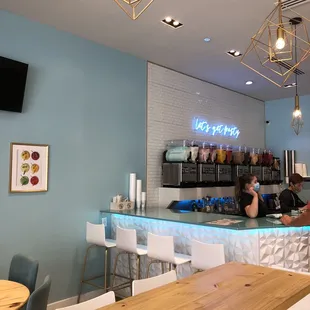 a woman sitting at the counter