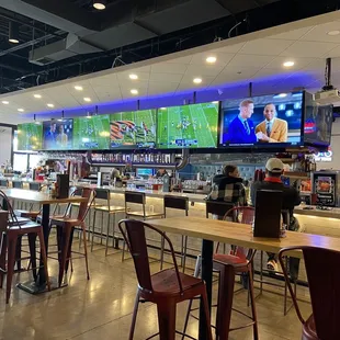 the bar and televisions