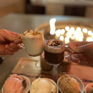 Hot chocolate and ice cream flight pairing