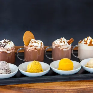 Hot Chocolate flight with ice cream pairings