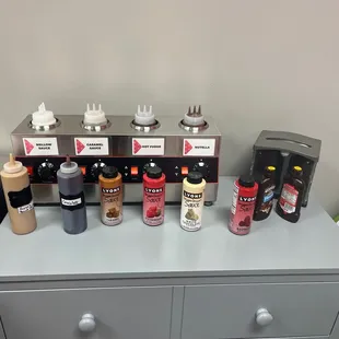 a variety of condiments and condiments